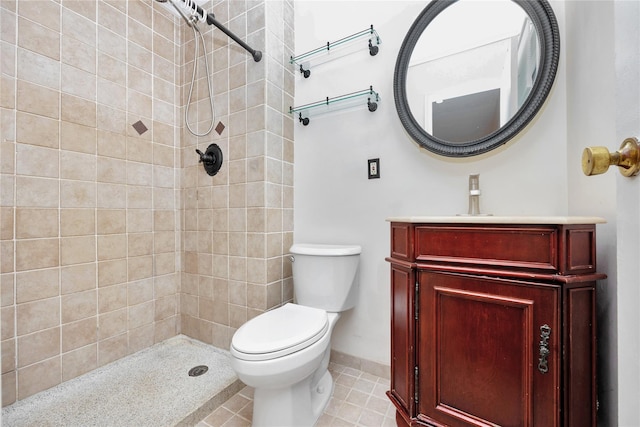 446 Joan Ct, West Hempstead, NY 11552 - full bathroom with a tile shower, vanity, and tile patterned flooring