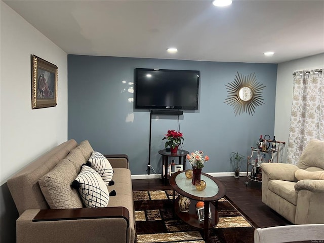 1251 Udall Rd, Bay Shore, NY 11706 - living area with baseboards, wood finished floors, and recessed lighting