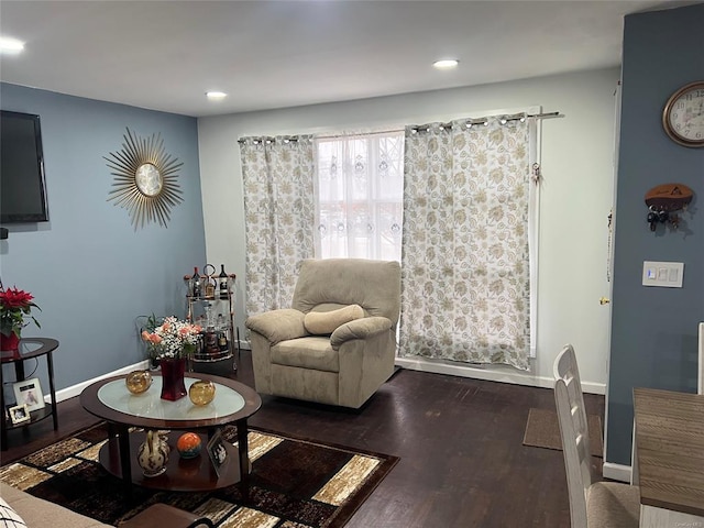 1251 Udall Rd, Bay Shore, NY 11706 - living room with wood finished floors, recessed lighting, and baseboards