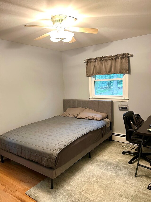 7 S Van Dyke Ave, Airmont, NY 10901 - bedroom featuring a baseboard heating unit and ceiling fan