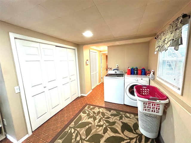 7 S Van Dyke Ave, Airmont, NY 10901 - washroom featuring washing machine and dryer, tile patterned floors, and baseboards