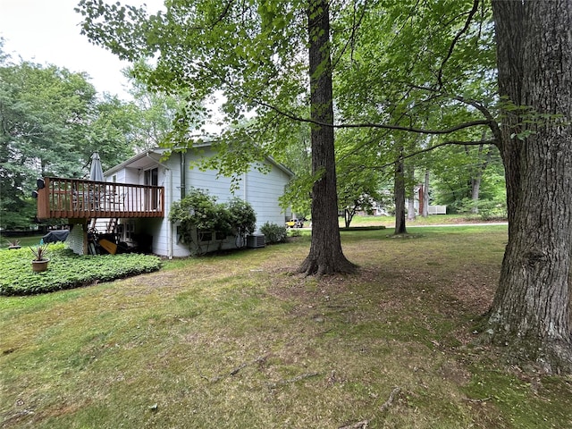 7 S Van Dyke Ave, Airmont, NY 10901 - view of green lawn with a wooden deck and stairs
