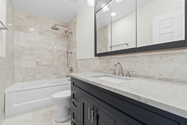 341 Furnace Dock Rd Unit 30, Cortlandt Manor, NY 10567 - full bathroom featuring vanity, shower / bath combination, and tile walls