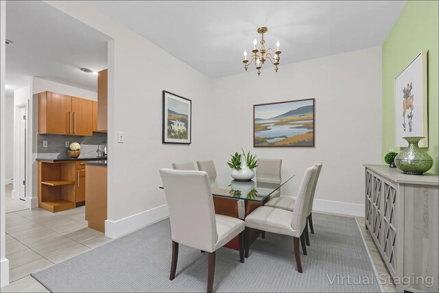 341 Furnace Dock Rd Unit 30, Cortlandt Manor, NY 10567 - dining room featuring a chandelier and light tile patterned floors