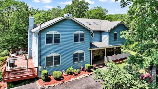65 Oxford Springs Rd, Chester, NY 10918 - back of house with a chimney and a wooden deck