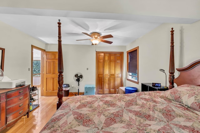 65 Oxford Springs Rd, Chester, NY 10918 - bedroom with light wood finished floors, a closet, and a ceiling fan
