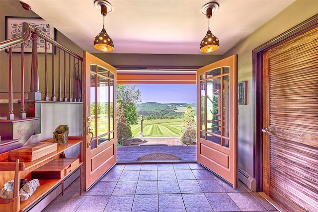 99 Dietz Rd, Jeffersonville, NY 12748 - entryway with french doors and tile patterned flooring
