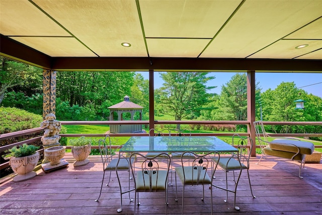 99 Dietz Rd, Jeffersonville, NY 12748 - wooden terrace with view of wooded area