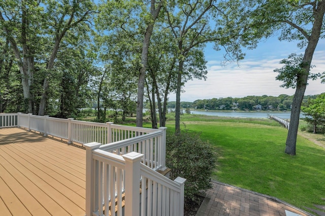 2000 Beebe Dr, Cutchogue, NY 11935 - deck with a water view and a lawn