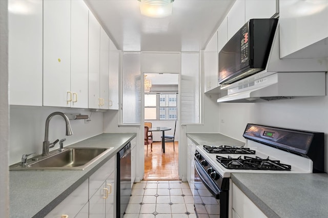102-30 66th Rd Unit 4B, Forest Hills, NY 11375 - kitchen featuring range with gas cooktop, a sink, dishwasher, white cabinets, and under cabinet range hood
