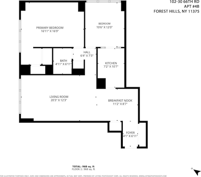 102-30 66th Rd Unit 4B, Forest Hills, NY 11375 - floor plan / room layout