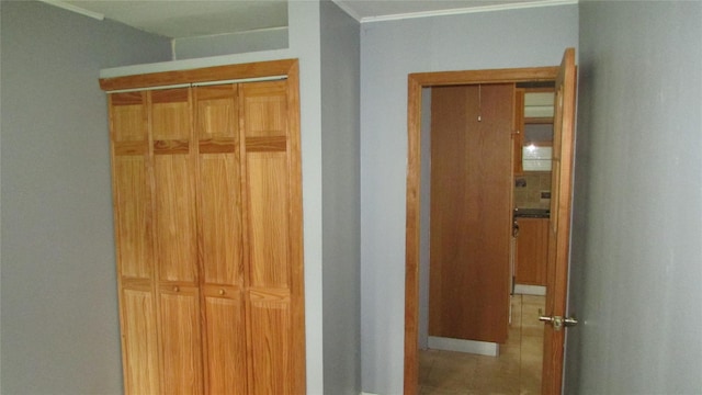 231 Lakeview Rd, Wappingers Falls, NY 12590 - corridor with crown molding and tile patterned floors