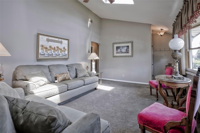 30 W 12th St, Huntington Station, NY 11746 - carpeted living area with ceiling fan and baseboards