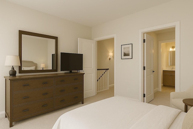 8 Newburgh Rd, Patterson, NY 12563 - bedroom featuring baseboards, light carpet, and ensuite bath