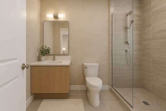 8 Newburgh Rd, Patterson, NY 12563 - bathroom featuring vanity, tile patterned floors, a tile shower, toilet, and baseboards