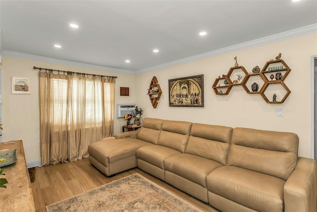 249-14 57th Ave Unit 259, Little Neck, NY 11362 - living area with light wood finished floors, recessed lighting, and ornamental molding