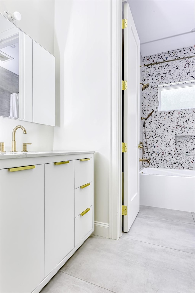 21 Dale Rd, Monsey, NY 10952 - full bath featuring vanity, shower / tub combo with curtain, and concrete floors