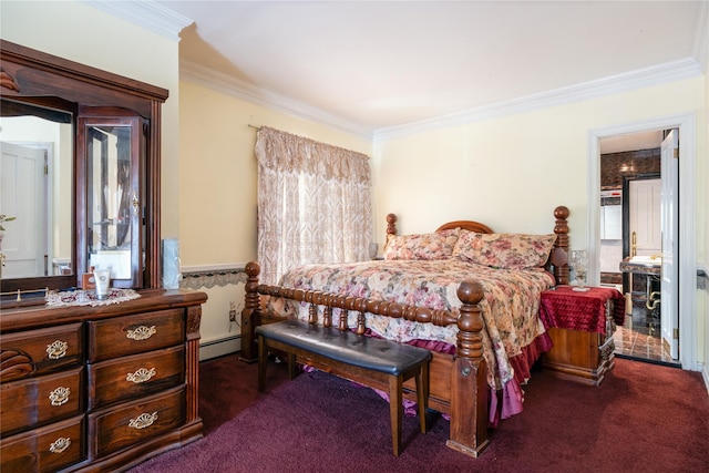 786 N Broadway, Yonkers, NY 10701 - bedroom with crown molding, a baseboard radiator, and carpet floors