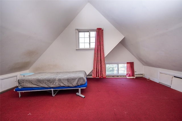 786 N Broadway, Yonkers, NY 10701 - carpeted bedroom with vaulted ceiling and baseboard heating