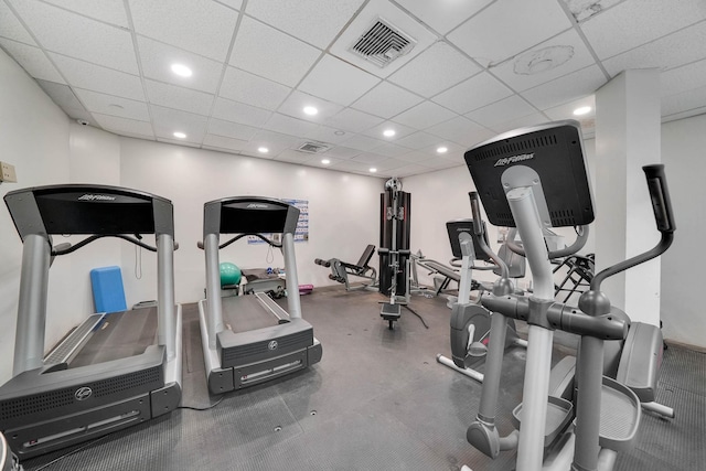 725 Miller Ave Unit 134, Freeport, NY 11520 - gym featuring a paneled ceiling and recessed lighting