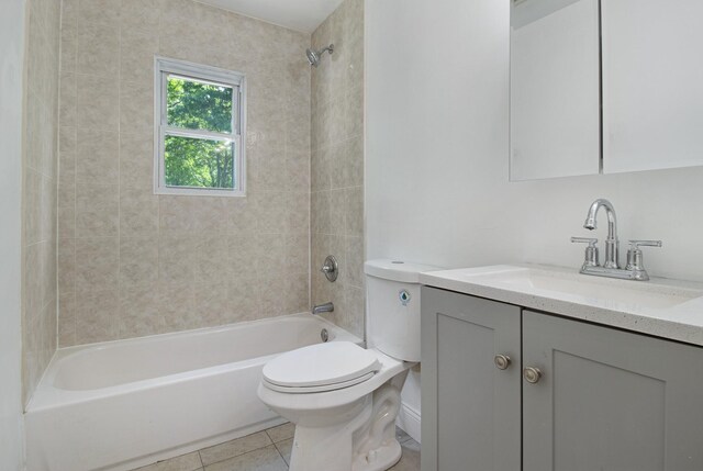 16 Sampson Ave, Islandia, NY 11749 - bathroom featuring toilet, vanity, shower / bathtub combination, and tile patterned flooring