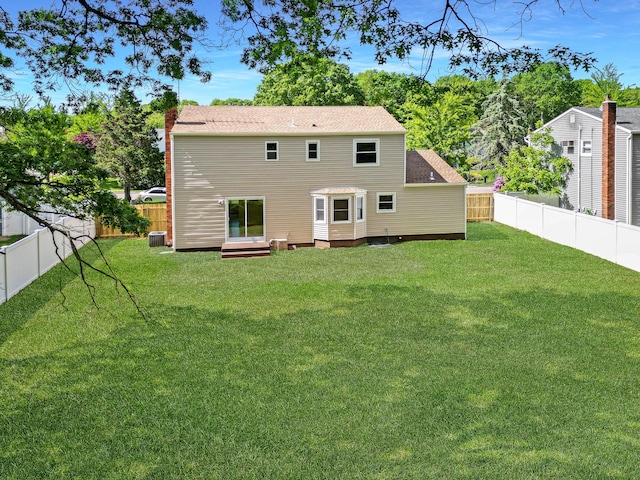 16 Sampson Ave, Islandia, NY 11749 - rear view of house featuring cooling unit and entry steps