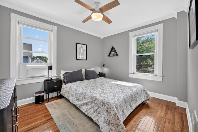 235 Ringgold St, Peekskill, NY 10566 - bedroom featuring wood-type flooring, crown molding, and ceiling fan