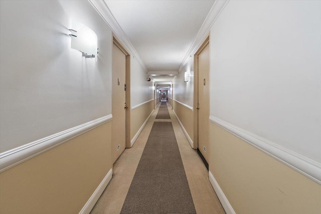 1155 Warburton Ave Unit 12U, Yonkers, NY 10701 - hall featuring light carpet, crown molding, and baseboards