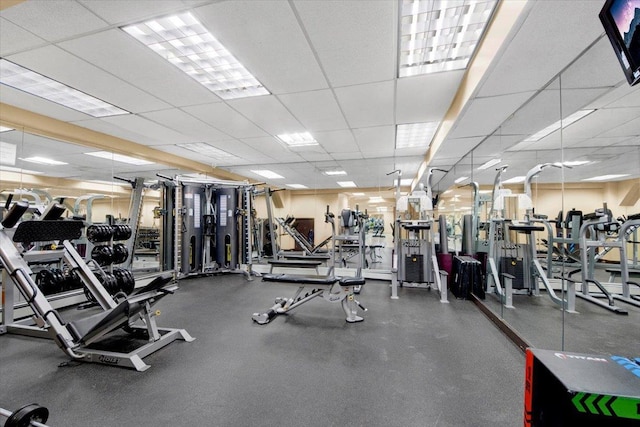 1155 Warburton Ave Unit 12U, Yonkers, NY 10701 - workout area featuring a paneled ceiling