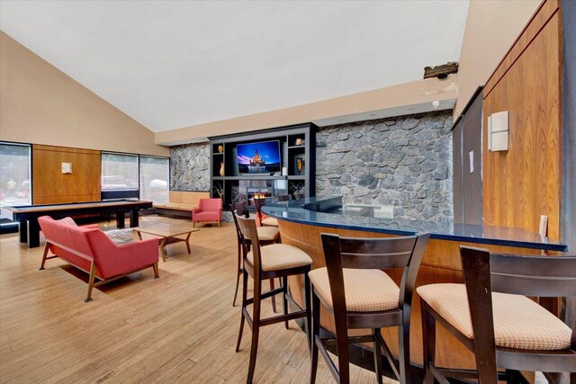 1155 Warburton Ave Unit 12U, Yonkers, NY 10701 - community bar area with high vaulted ceiling and light wood-type flooring