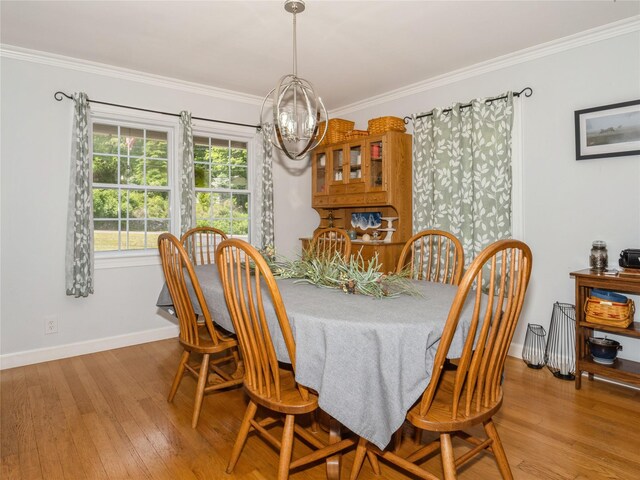 1760 Rte 199, Stanfordville, NY 12581 - dining room with a chandelier, hardwood / wood-style floors, baseboards, and ornamental molding
