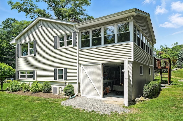 69 Clove Brook Dr, Cold Spring, NY 10516 - back of property featuring a yard, a wooden deck, and stairs