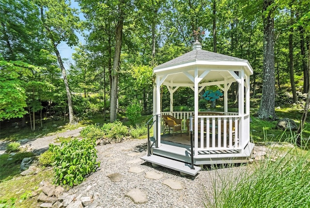 69 Clove Brook Dr, Cold Spring, NY 10516 - view of yard featuring a gazebo and view of wooded area