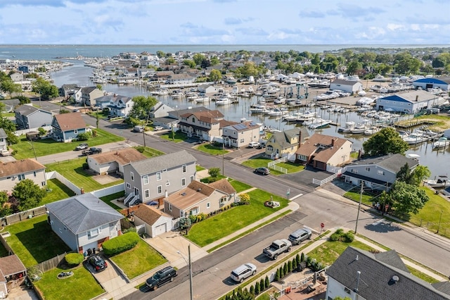203 E Shore Rd, Lindenhurst, NY 11757 - drone / aerial view of a marina and a large body of water
