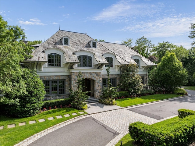 22 Terrace Ct, Old Westbury, NY 11568 - french country home with a high end roof and stone siding