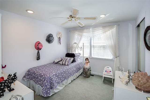 12 Rustic Gate Ln, Dix Hills, NY 11746 - bedroom with carpet flooring, a ceiling fan, and recessed lighting