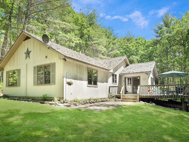 141 Mountain Laurel Ln, Glen Spey, NY 12737 - view of front of property with a deck and a front yard