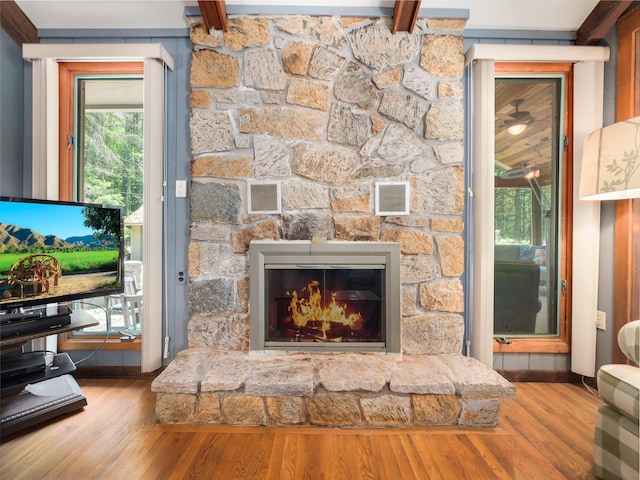 141 Mountain Laurel Ln, Glen Spey, NY 12737 - detailed view of wood finished floors and a stone fireplace