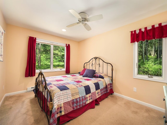141 Mountain Laurel Ln, Glen Spey, NY 12737 - carpeted bedroom featuring baseboards, ceiling fan, and recessed lighting