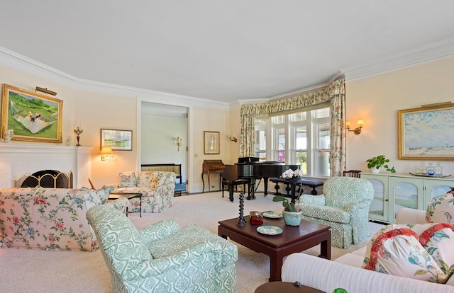 107 Quogue St, Quogue, NY 11959 - carpeted living room with crown molding
