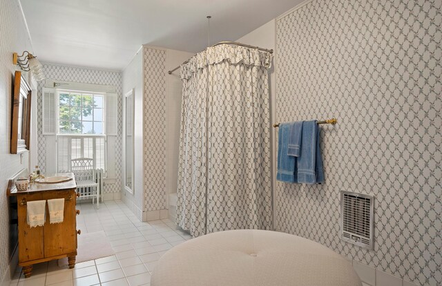 107 Quogue St, Quogue, NY 11959 - full bathroom featuring tile patterned flooring, vanity, and a shower with shower curtain