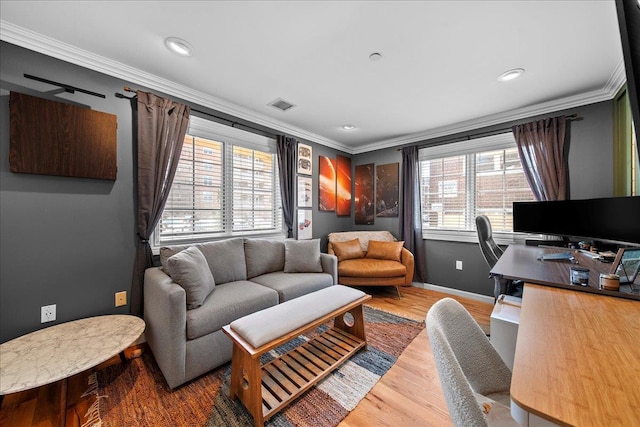 435 E Broadway Unit A, Long Beach, NY 11561 - office space featuring crown molding, wood finished floors, and recessed lighting