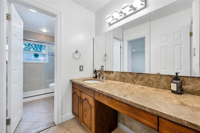 15 Fairway Dr, Old Bethpage, NY 11804 - bathroom with a stall shower, vanity, and tile patterned floors