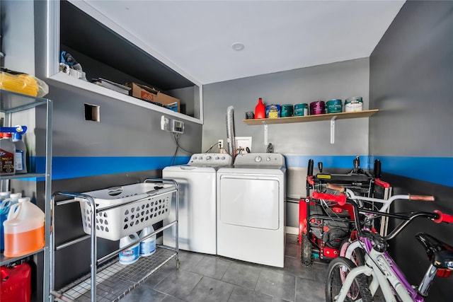 15 Fairway Dr, Old Bethpage, NY 11804 - laundry room with washing machine and clothes dryer and tile patterned flooring