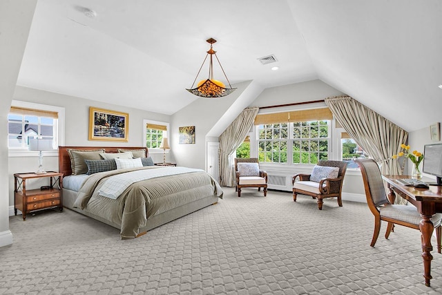 161 Wampum Ln, West Islip, NY 11795 - carpeted bedroom featuring multiple windows, vaulted ceiling, and baseboards