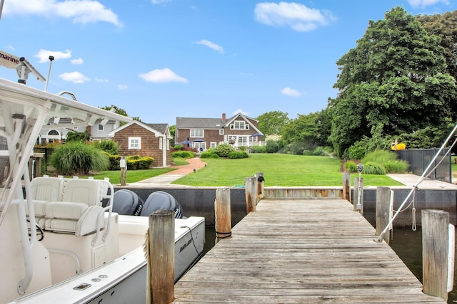 161 Wampum Ln, West Islip, NY 11795 - dock area featuring a lawn and a residential view