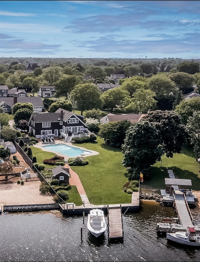 161 Wampum Ln, West Islip, NY 11795 - bird's eye view of a large body of water and a pool