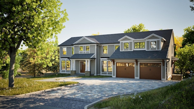 32 Sycamore Rd, Scarsdale, NY 10583 - view of front facade featuring decorative driveway and a garage