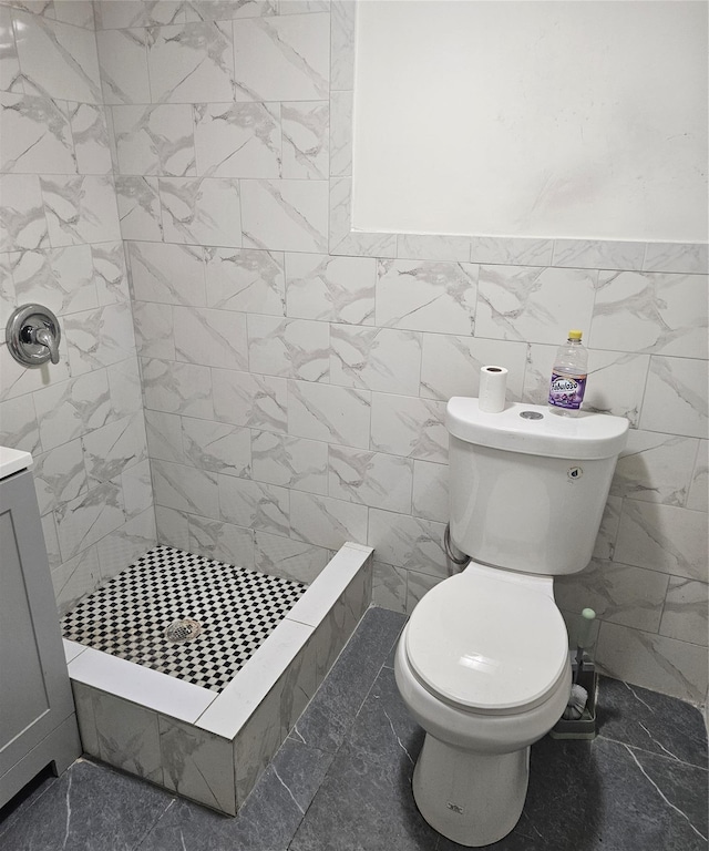 495 Milford St, Brooklyn, NY 11208 - full bath featuring a shower stall, wainscoting, and tile walls