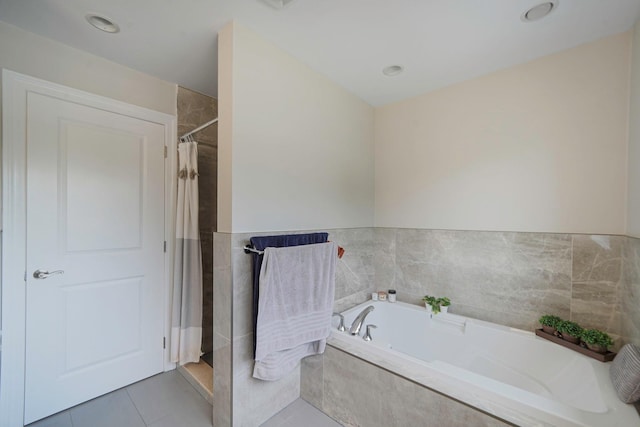 345 Washington Ave, Cedarhurst, NY 11516 - full bathroom featuring a bath, a shower with curtain, and tile patterned flooring